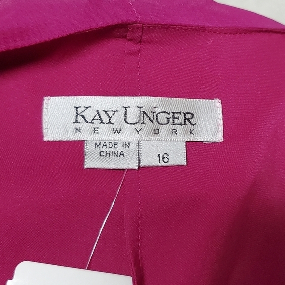 KAY Unger Vintage Fuschia Pink Silk Cowl Neck Flutter Sleeve Ruffle Hem Blouse - Picture 13 of 15